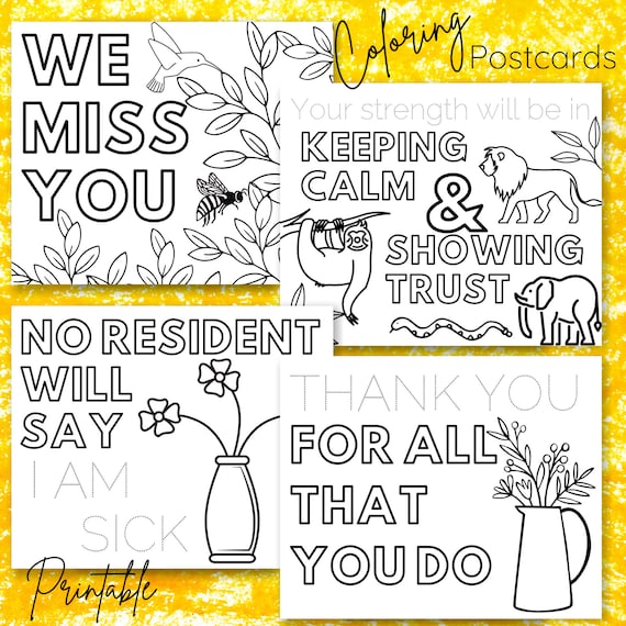 JW Printable Coloring Postcards JW Kids Printable Cards Etsy