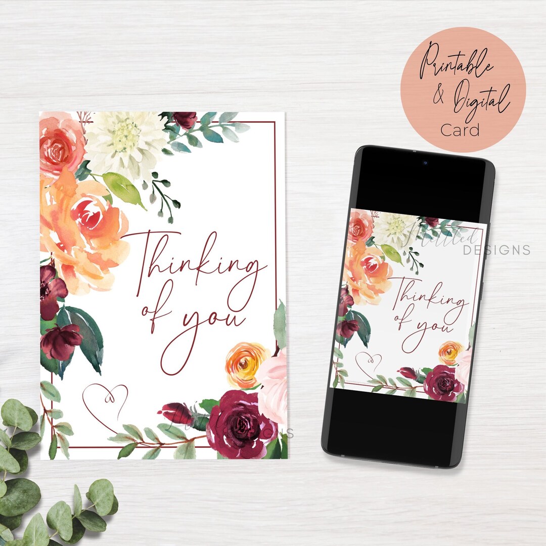 Thinking of You Printable Greeting Card, Encouragement Digital Download ...