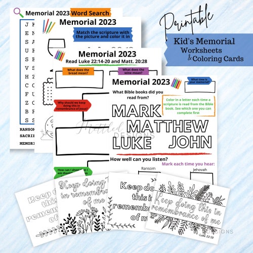 JW Kids Printable 2023 Worksheet and Coloring Cards -