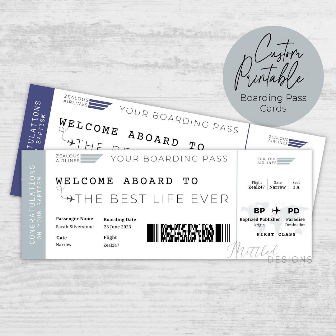Boding Card JW Custom Baptism Printable Boarding Pass Card, Digital Download ...