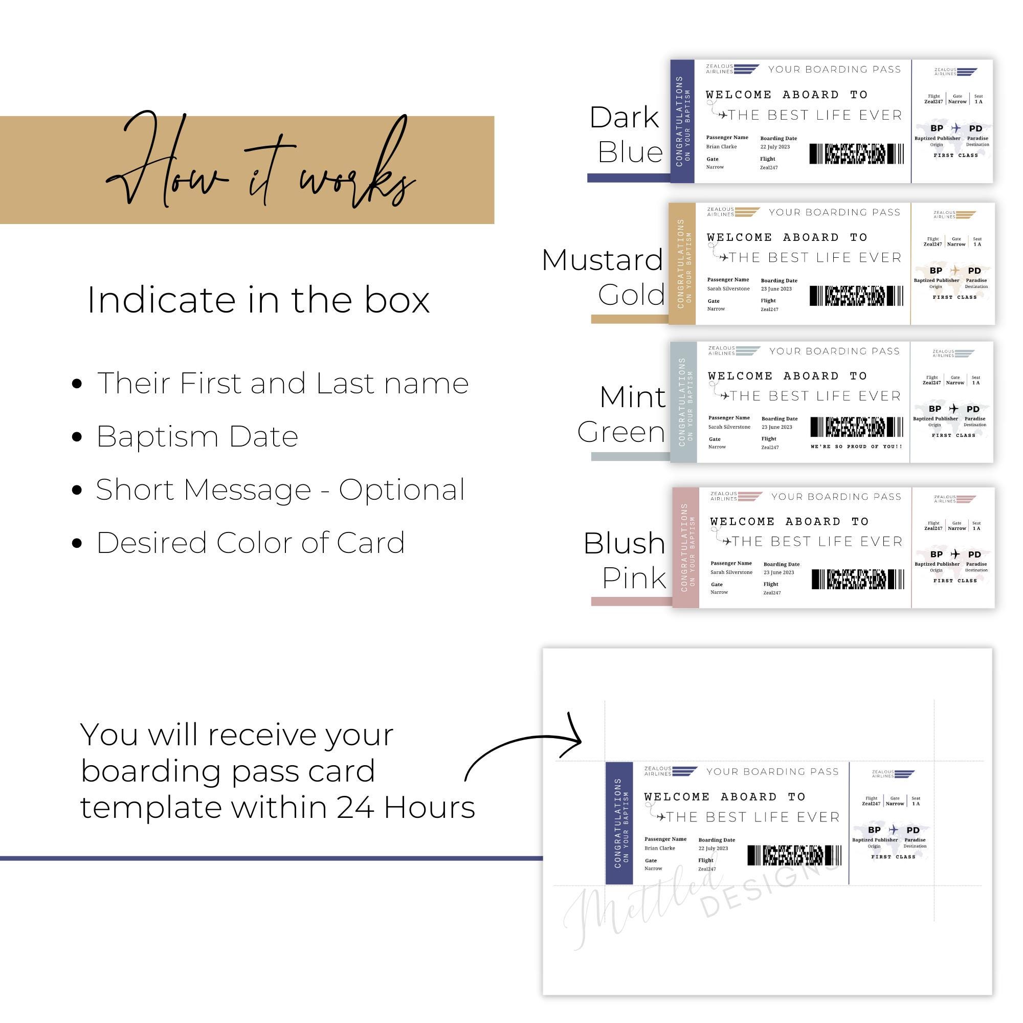 Boding Card JW Custom Baptism Printable Boarding Pass Card, Digital Download ...