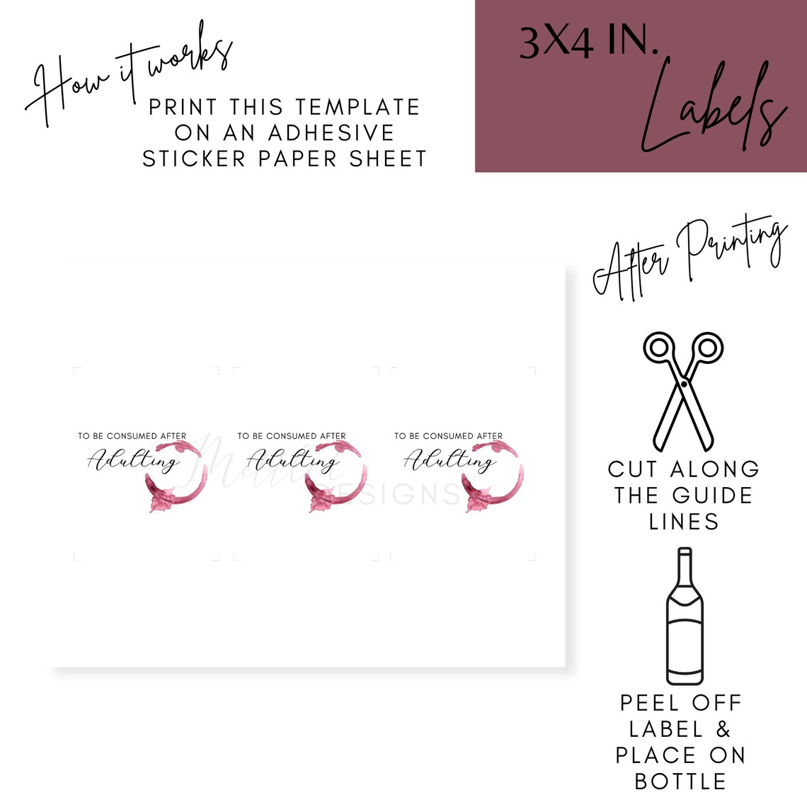 Printable Wine Bottle Label Printable Wine Gift Label | Etsy