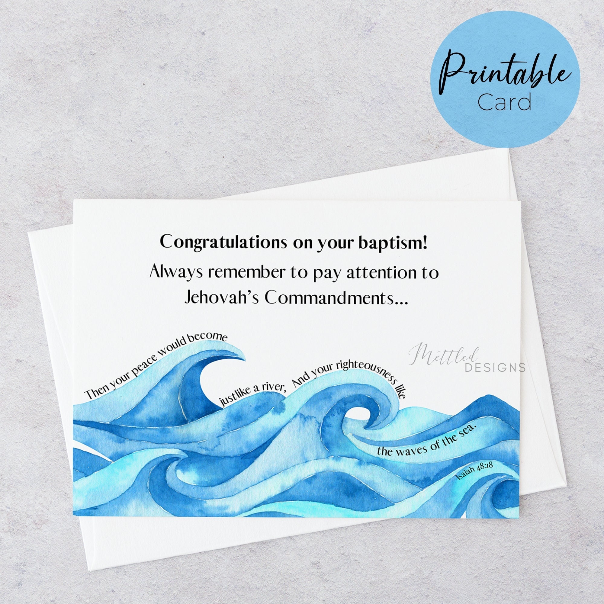 JW Baptism Printable Greeting Card, Isaiah 48:18 Baptism Digital Download Greeting  Card - Etsy, image size:2000x2000