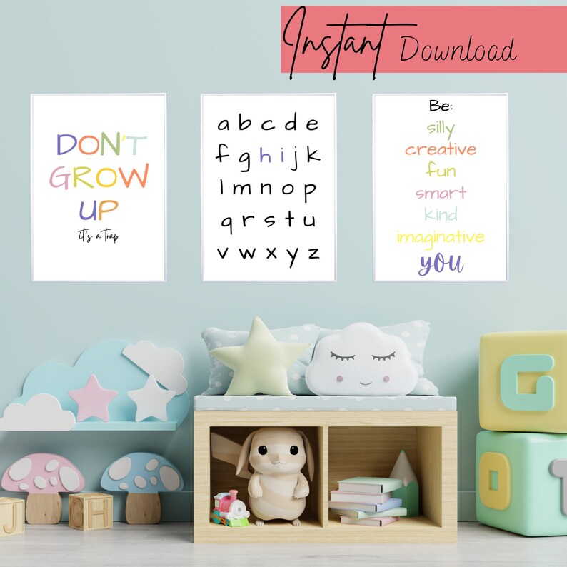 Printable Nursery Wall Art, Printable Kid's Playroom Wall Art - Etsy