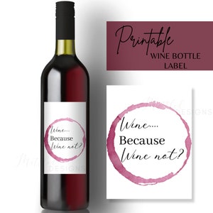 Printable Wine Bottle Label, Printable Wine Gift Label - Etsy
