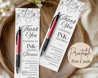 JW Pioneer Pen Printable Card, Digital Download Pioneer School Greeting Gift Card