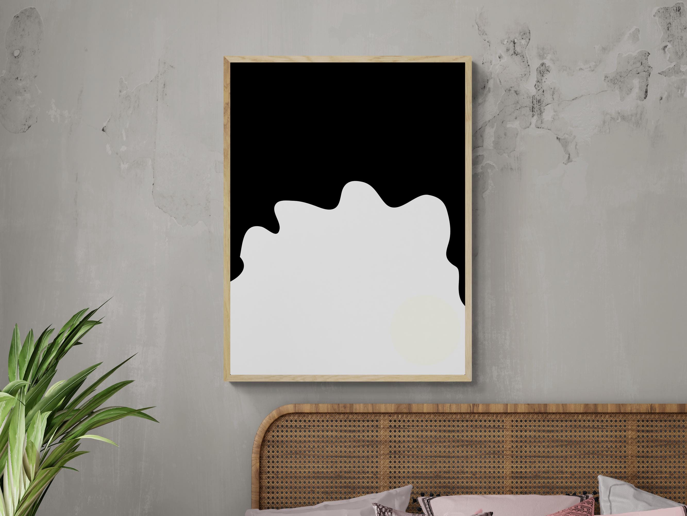 Black and White Abstract Art Print Minimalist Wall Art Fluid Shapes ...
