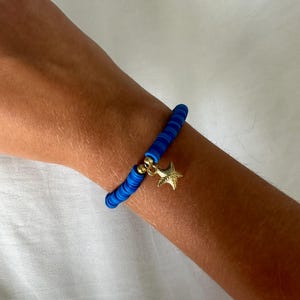 Blue Sea Star Clay Bead Bracelet