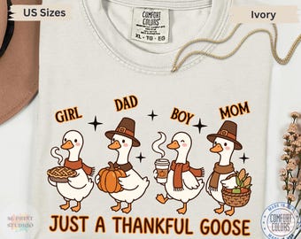 Just A Thankful Goose Thanksgiving Shirt Comfort Colors Fall Graphic Tee