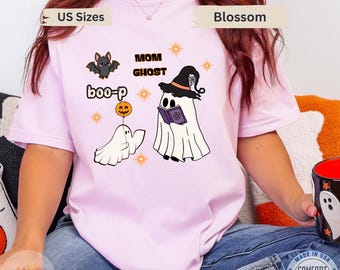 Mom Ghost Shirt, Halloween Family Boo-p Tee, Spooky Season Comfort Colors