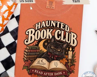 Halloween Book Lover Shirt – Haunted Book Club Cat Tee