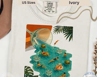 Pool Vintage Surreal Art Shirt Comfort Colors Ivory Tee Summer Vacation Graphic Gift