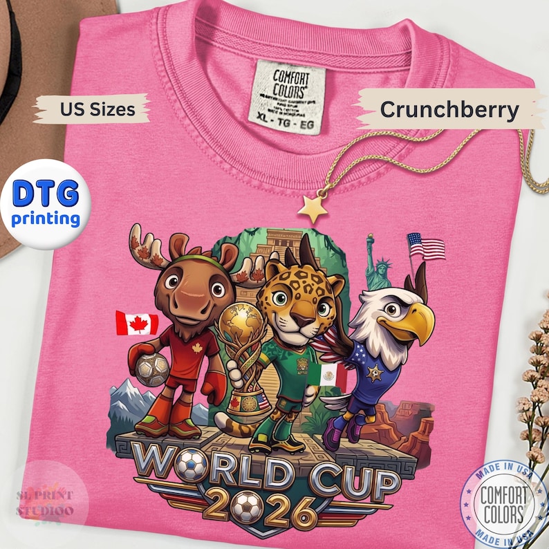 2026 World Football Cup Mascot Shirt USA Canada Mexico Soccer Fan Graphic Tee Gift image 16