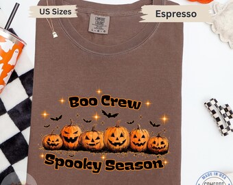 Boo Crew Halloween Shirt, Jack-o-lanterns, Bats, Spooky Season Comfort Colors Tee
