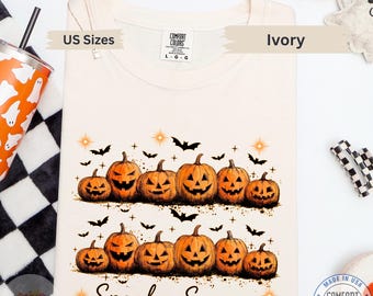 Spooky Season Pumpkin Shirt, Jack O Lantern Halloween Tee, Comfort Colors Garment-Dyed