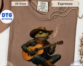 Cowboy Frog Guitar Shirt, Western Country Music Comfort Colors T-shirt
