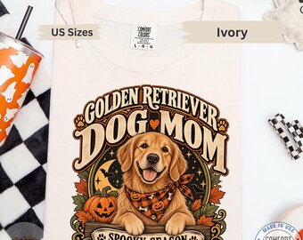 Halloween Dog Mom Shirt – Vintage [Breed] Spooky Golden Retriever Dog Tee