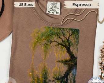 Weeping Willow Shirt Nature Lover Tee Serene Lake Landscape