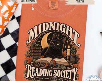 Halloween Book Lover Shirt – Midnight Reading Society Cat Tee