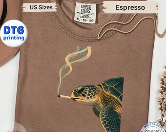 Smoking Turtle Shirt, Funny Turtle Tee, Quirky Animal Graphic Tee, Turtle Lover Gift, Funny Reptile Shirt