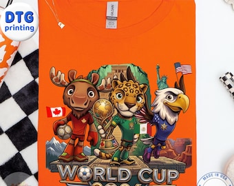 2026 World Tournament Mascot Flag Family T-shirt, USA Mexico Canada Soccer Jersey Gift Tee