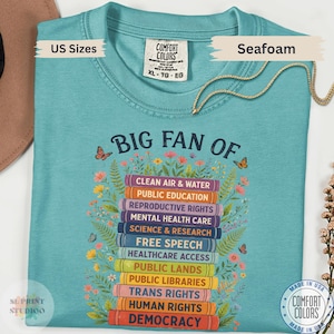 Big Fan Of Democracy Shirt, Human Rights Public Libraries Science Education Graphic Tee Gift Comfort Colors 画像 15