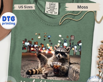 Funny Raccoon Aunt Tee, Iced Coffee Graphic, Comfort Colors Cotton Shirt