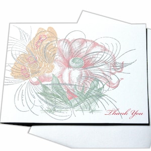 Thank You Flower and Butterfly Blank Letterpress Card