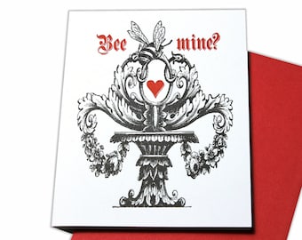 Be Mine Valentine's Day Letterpress Card with red heart