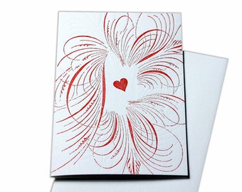 Love Blank Letterpress Greeting Card, Valentine Card, Just Because Card, I Love You Card