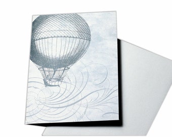 Blank Card with Blue Green Hot Air Balloon