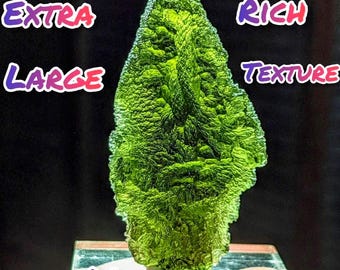 Moldavite Crystal WORLD CLASS HUGE 18 Grams / Incredible Intricate Markings! Can Be Made Into Custom Necklace  / Genuine With Certificate
