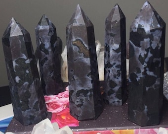 MYSTIC MERLINITE GABBRO Crystal Point! 1 (one) Self Standing Indigo Gabbro Terminated Generator Faceted Healing Wand! Mineral Metaphysical