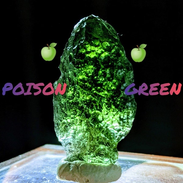 MOLDAVITE Poison Green Neon Crystal 3.03 Grams World Class Certificate of Authenticity Genuine Beautiful Museum Grade Moldavite