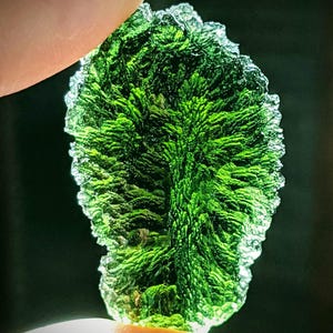 Moldavite Crystal WORLD CLASS LARGE & Thick / Can Be Made Into Custom Moldavite Necklace Pendant Jewelry / Genuine With Certified Authentic