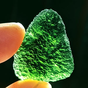 Moldavite Crystal TRIANGLE SHAPE 5.3 Grams Certificate of Authenticity Genuine Small Moldavite Chlum Mine Czech Republic