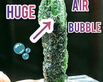 Moldavite Crystal WORLD CLASS Open Air Bubble / Can Be Made Into Custom Moldavite Necklace Pendant Jewelry / Genuine Certified Authentic