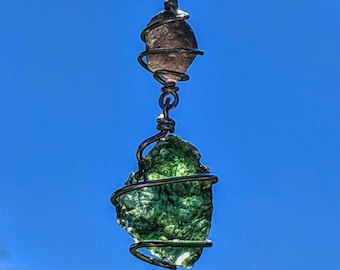 MOLDAVIT & SAFFORDIT Anhänger 925er Silber Schmuck Cintamani Stone Halskette ! Aufgeladener Metaphysischer Obsidian Et Synergy 12 Crystal Meteorit