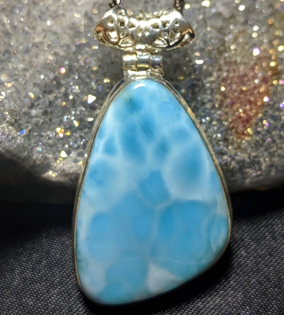 BLUE LARIMAR Necklace In Solid 925 Silver. Aaa Aw… - image 1