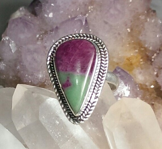Ruby Zoisite Ring Set In Sterling Silver / Anyoli… - image 3