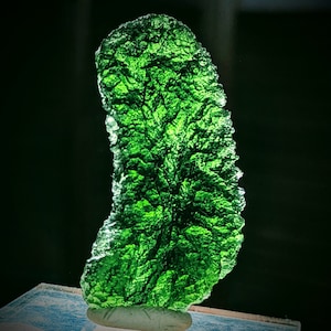 Moldavite Crystal WORLD CLASS TEXTURE Large / Can Be Made Into Custom Moldavite Necklace Pendant Jewelry / Genuine Certificate Authentic