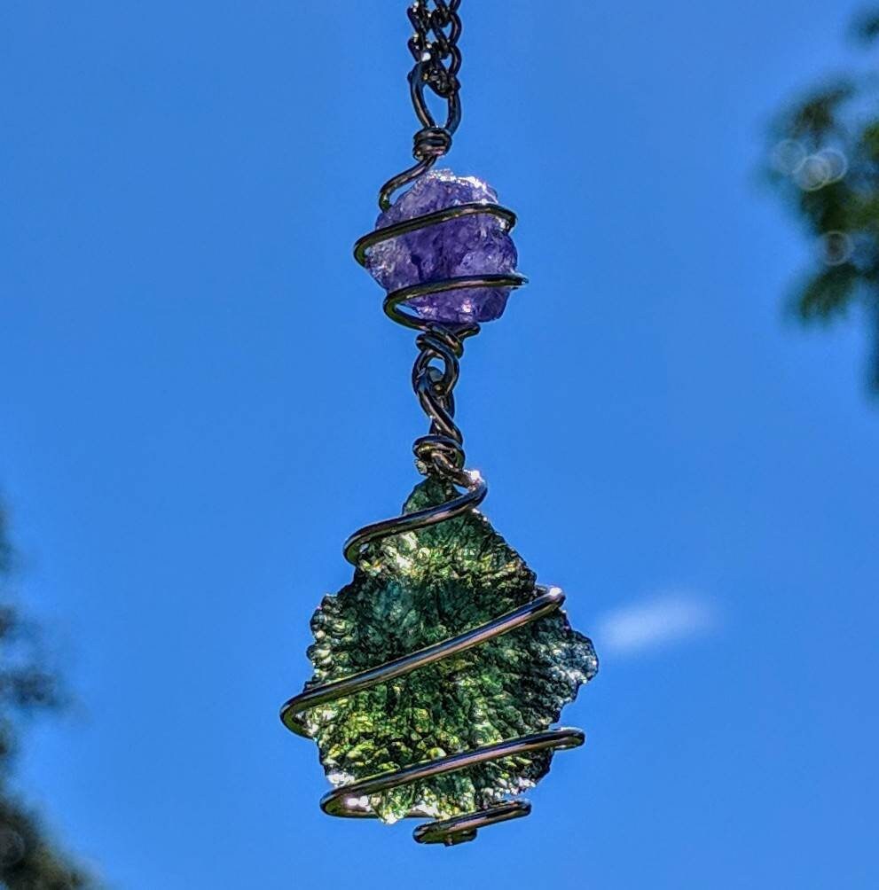 TANZANITE Necklace Wire Wrap 925 Silver 