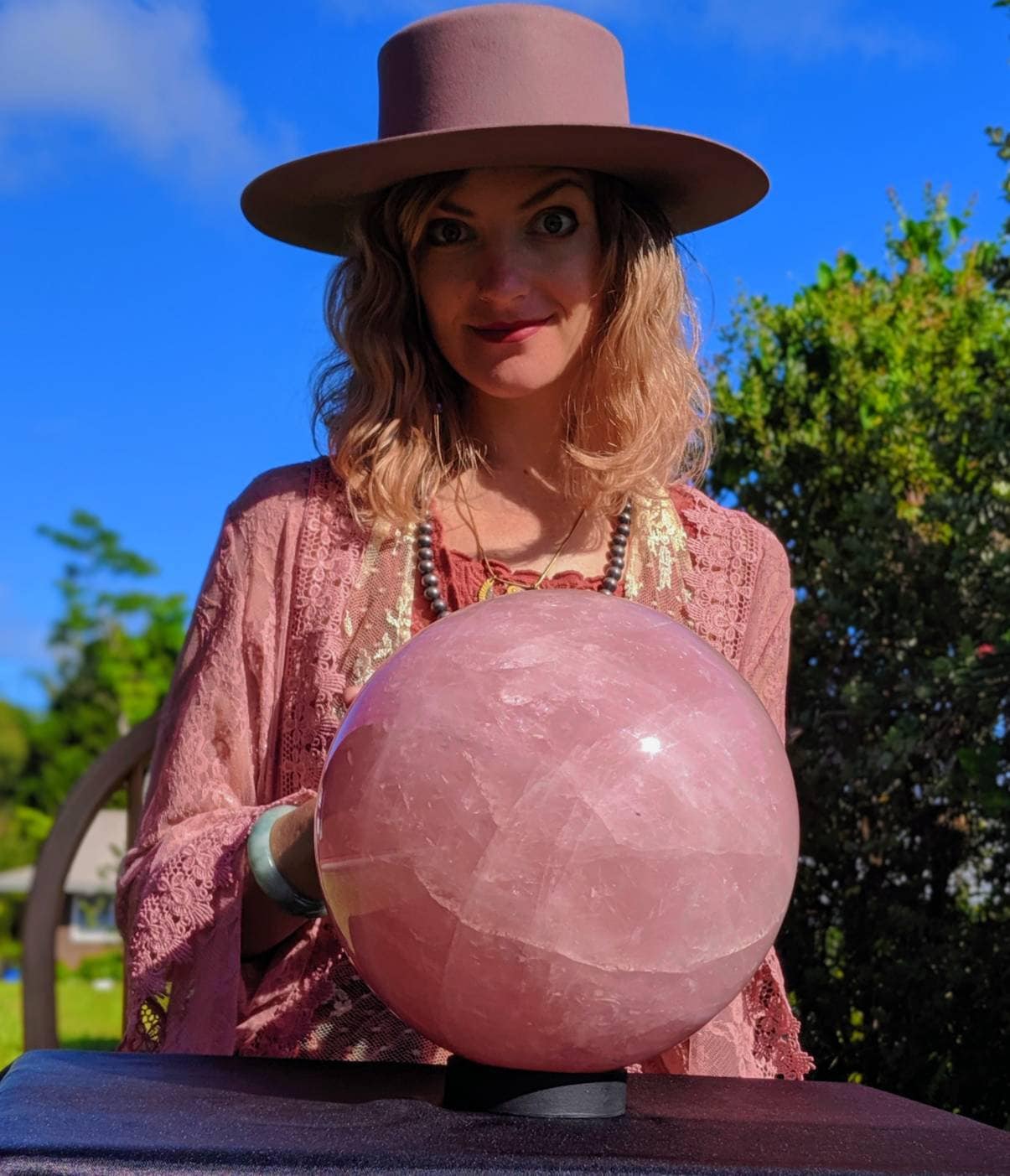 40+ POUND ROSE Quartz Crystal Ball! Huge Rich Pink Rose Quartz