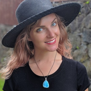 TEARDROP BLUE LARIMAR Pendant In Solid 925 Silver.  Richly Colored Blue & Aqua Ocean Patterns! Atlantis Stone/ Pectolite/ Crystal Necklace