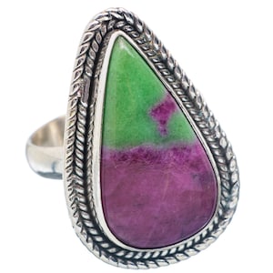 Ruby Zoisite Ring Set In Sterling Silver / Anyolite Ring / Stunning Natural Red Ruby And Green Zoisite / Gemstone Ring 925 / Statement Ring!