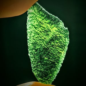 Moldavite Genuine 4.86 Grams Raw Moldavite Crystal Certificate of Authenticity.