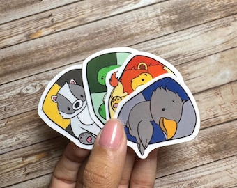 Wizard House Animal Stickers | Cute laptop stickers, water bottle stickers, stationery | Sticker Pack | Gifts under 10