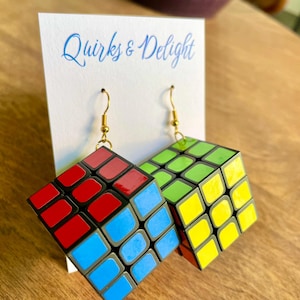 Rubik’s Cube Earrings / Real Working Rubik’s Cube Earrings / Mini Rubik’s Cube / Puzzle Jewelry / Toy Lovers