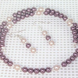 Swarovski Pearl Bridal Jewelry - Necklace and Earring Set - Shown in Almond and Burgundy - Any Color - Bride, Bridesmaid, Maid of Honor