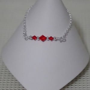 Anklet / Ankle Bracelet - Birthstone - Swarovski Crystal and Sterling Silver - All Colors - All Sizes